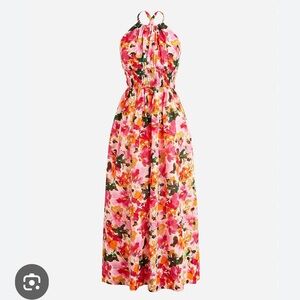 J.Crew halter-neck cross- back dress in floral cotton voile size M NWOT